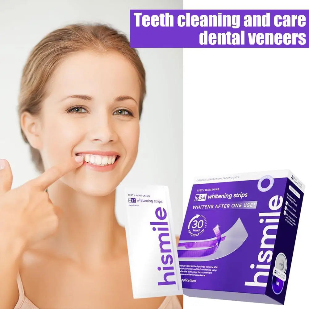 V34 Purple Teeth Whitening Strips – Stain Removal with Whitening & Color Correct