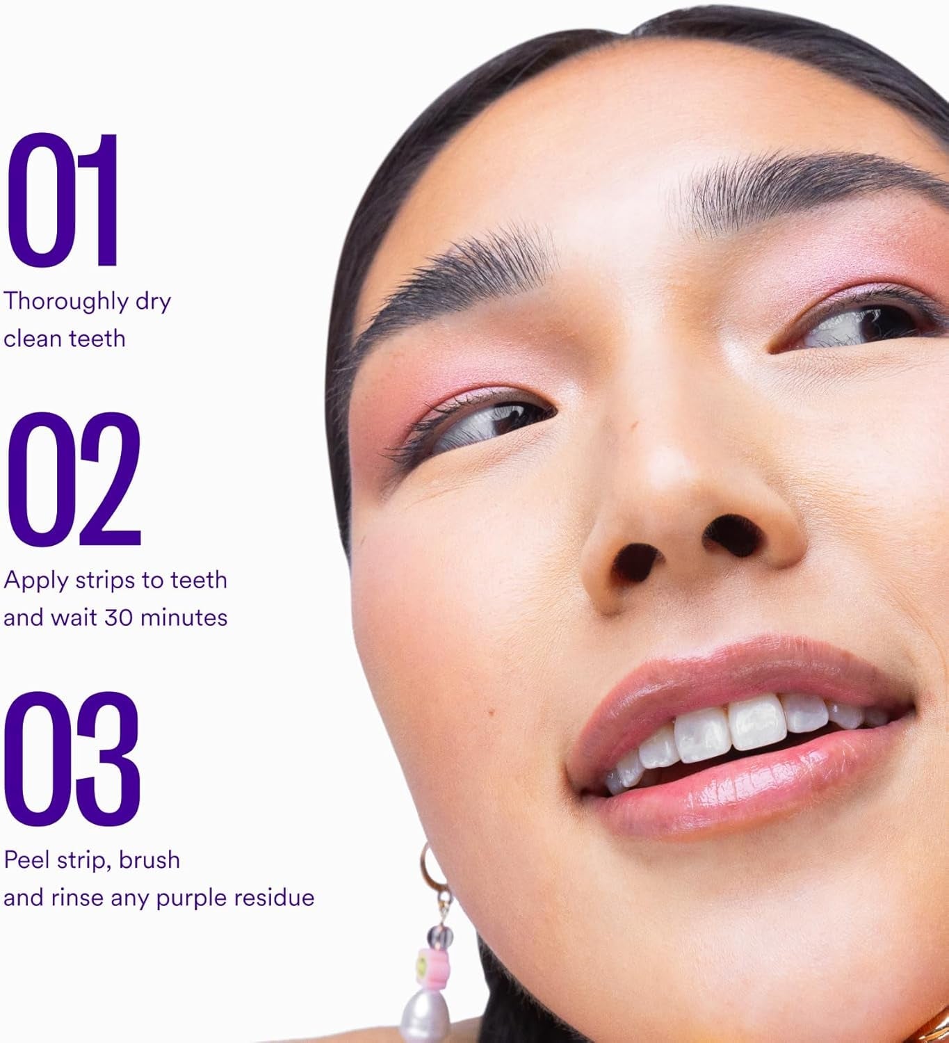 V34 Purple Teeth Whitening Strips – Stain Removal with Whitening & Color Correct
