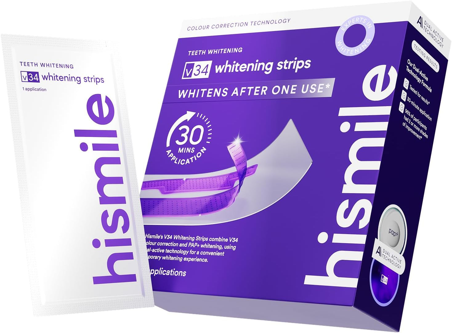 V34 Purple Teeth Whitening Strips – Stain Removal with Whitening & Color Correct